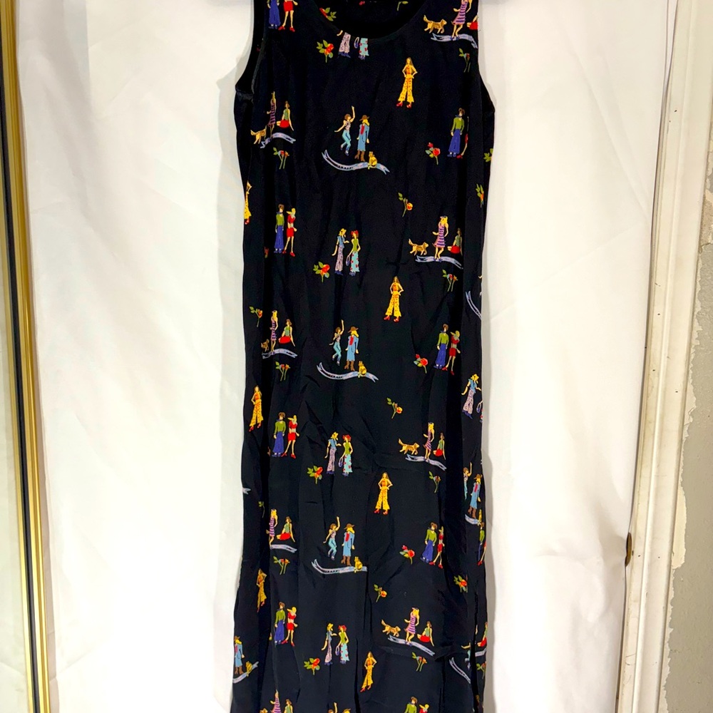Vintage David Dart XS 2Peace Dress & Shirt Set-Black novelty Print-Woman